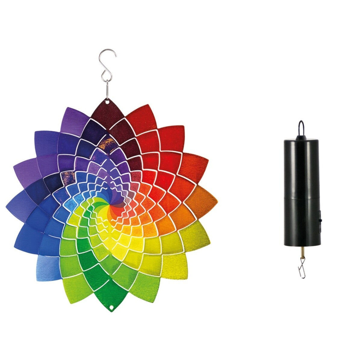 CIM Windspiel mit Batteriemotor Rainbow Star Ø25cm Windmobile Metall Garten Deko