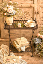 🌿 Beistelltisch Metall Vintage Landhausstil grau Shabby Chic Pflanztisch hochwe