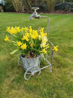 Pflanzgefäß  Blumenständer 48cm Pflanztopf Blumentopf antikisert Wasserhahn Rad