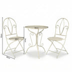 3tlg Tisch & 2 Stühle, Bistro Set Sitzgruppe Metall Landhausstil Garten Balkon