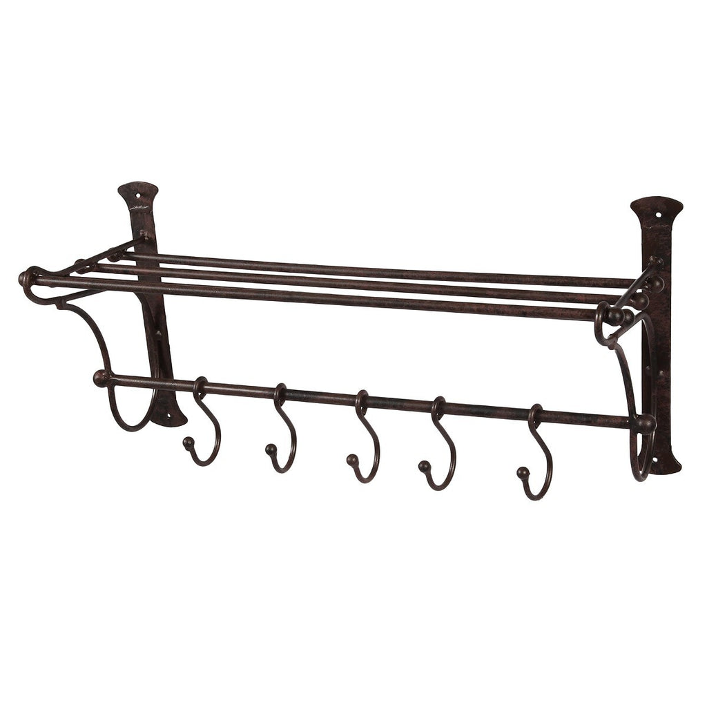Wandgarderobe Antikweiß Eisen Landhausstil Vintage mit 5 Haken Regal Geschenkide