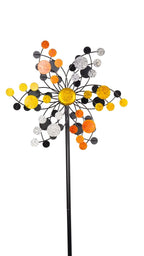 CIM Doppelwindrad Confetti Gold Gartendeko Ø35cm x 130cm wetterfest Metall