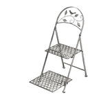 BLUMENTREPPE Gartentisch Blumenständer antikgrau BEISTELLTISCH  Metall 70cm H