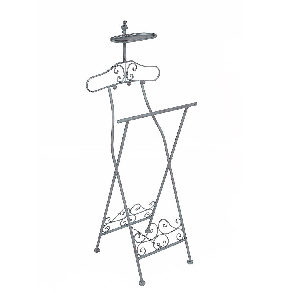 Herrendiener Antikgrau im Landhausstil Metall Kleiderständer Vintage Shabby Chic