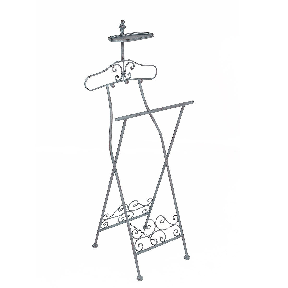 Herrendiener Antikgrau im Landhausstil Metall Kleiderständer Vintage Shabby Chic