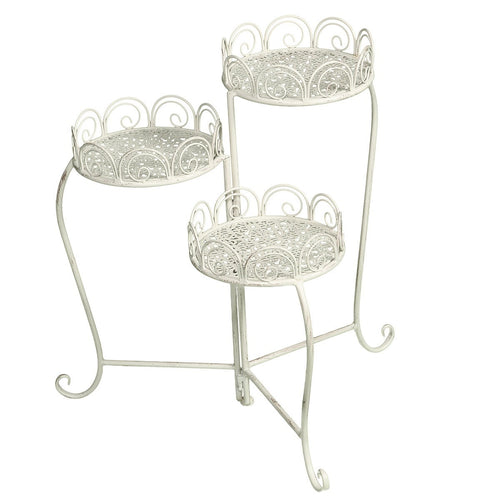 BLUMENSTÄNDER 3er klappbar creme Blumentisch BEISTELLTISCH  Metall