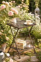 🌿 Beistelltisch Metall Vintage Landhausstil grau Shabby Chic Pflanztisch hochwe