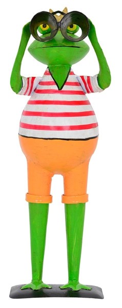 🐸 Lustige Metall Frosch mit Fernglas Gartenfigur Landhaus Deko 46cm Mitbringsel