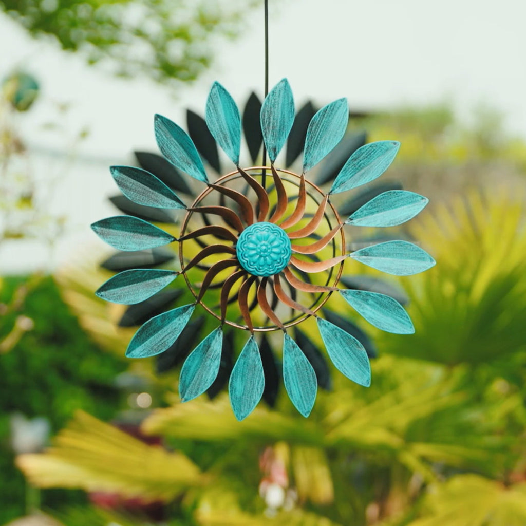CIM Doppelwindrad Windräder Windspiel Garten Metall bunt Gartenstecker Design