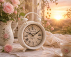 Vintage Tischuhr Metall Weiß 22cm Shabby Chic Landhaus Deko Uhr Geschenk 22cm