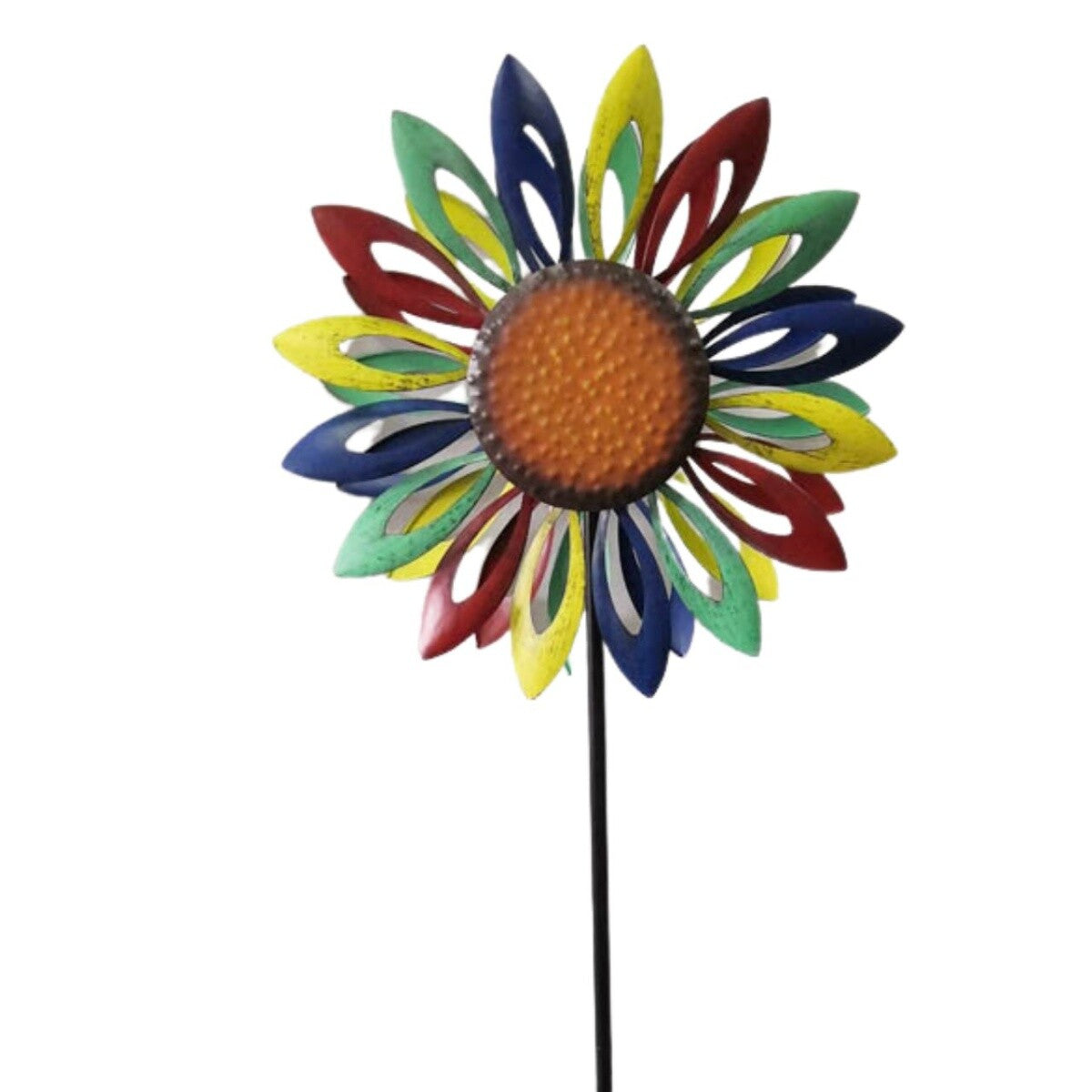 CIM Doppelwindrad Petite Rainbow Flower Ø40cm x 160cm Gartendeko Blume Metall