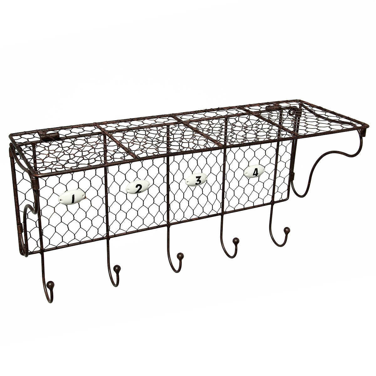 Wandregal Draht Eisen Nostalgie Landhaus Garderobe 5 Haken Hutablage Regal Deko