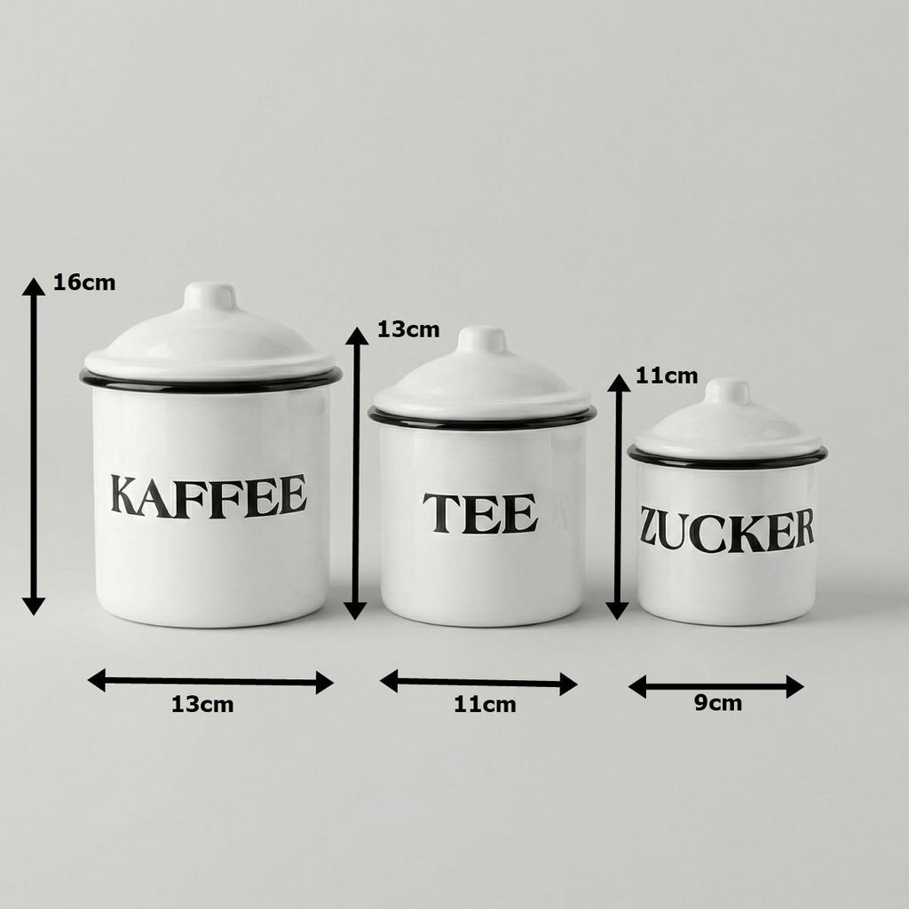 Emaille Vorratsdosen 16cm  emailliert Deko Behälter für Tee Kaffee Zucker rustik