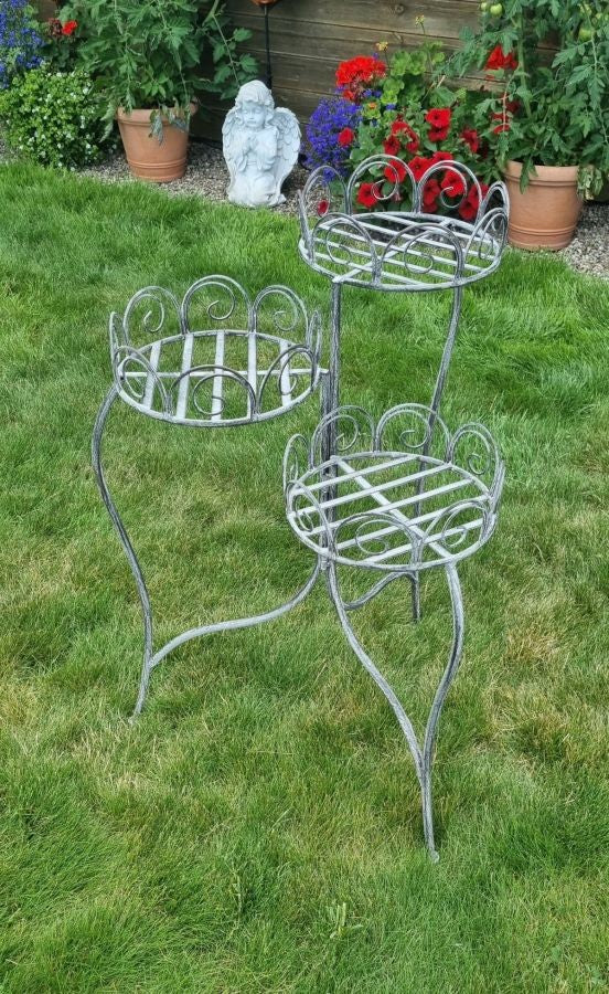 Gartentisch Blumenständer antikgrau Blumentisch BEISTELLTISCH  Metall 70cm H