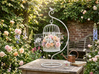 Vogelkäfig Vintage Deko  weiß Metall Dekokäfig  f.Blumendeko hängend Stände