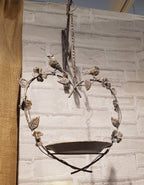 Vogeltränke Vogelbad Futterstelle zum Hängen, Herz Shabby Chic Metall Gartendeko