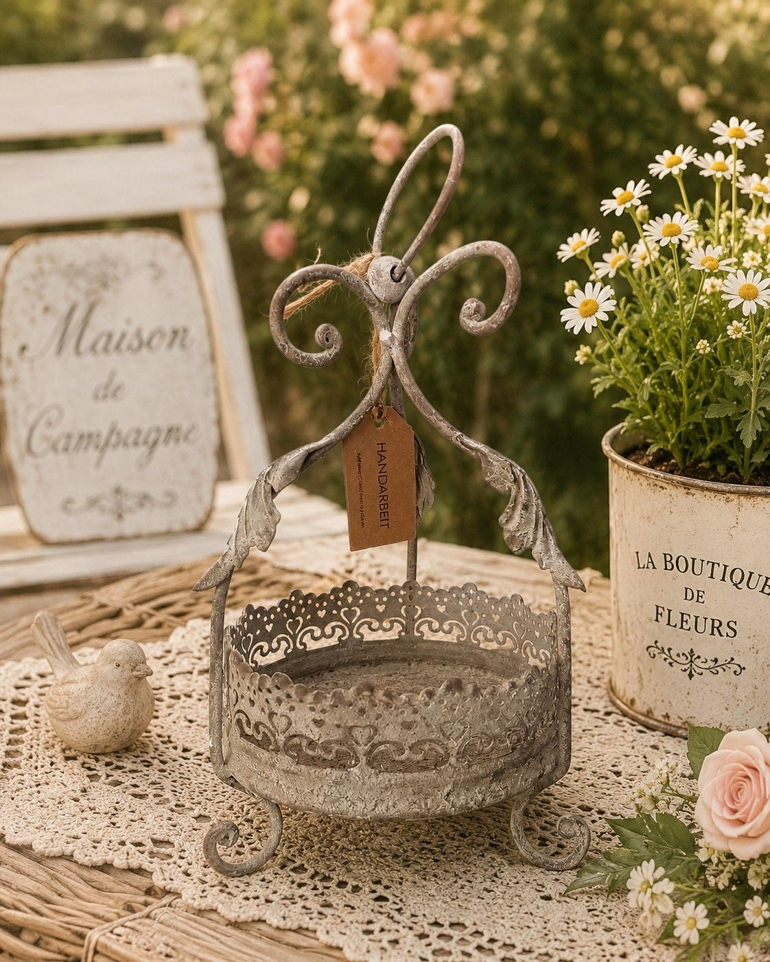 ArtFerro Pflanzkrone 25cm Landhaus Shabby Chic Antik Stil Neu Blumentopf