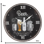 Wanduhr 28cmØ BEER WELCOME Vintage Deko Küchenuhr Bier Pub Bar  Retro Deko