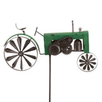 CIM Metall Windrad Traktor Grün Antik-Effekt Gartenstecker Dekoration Vintage