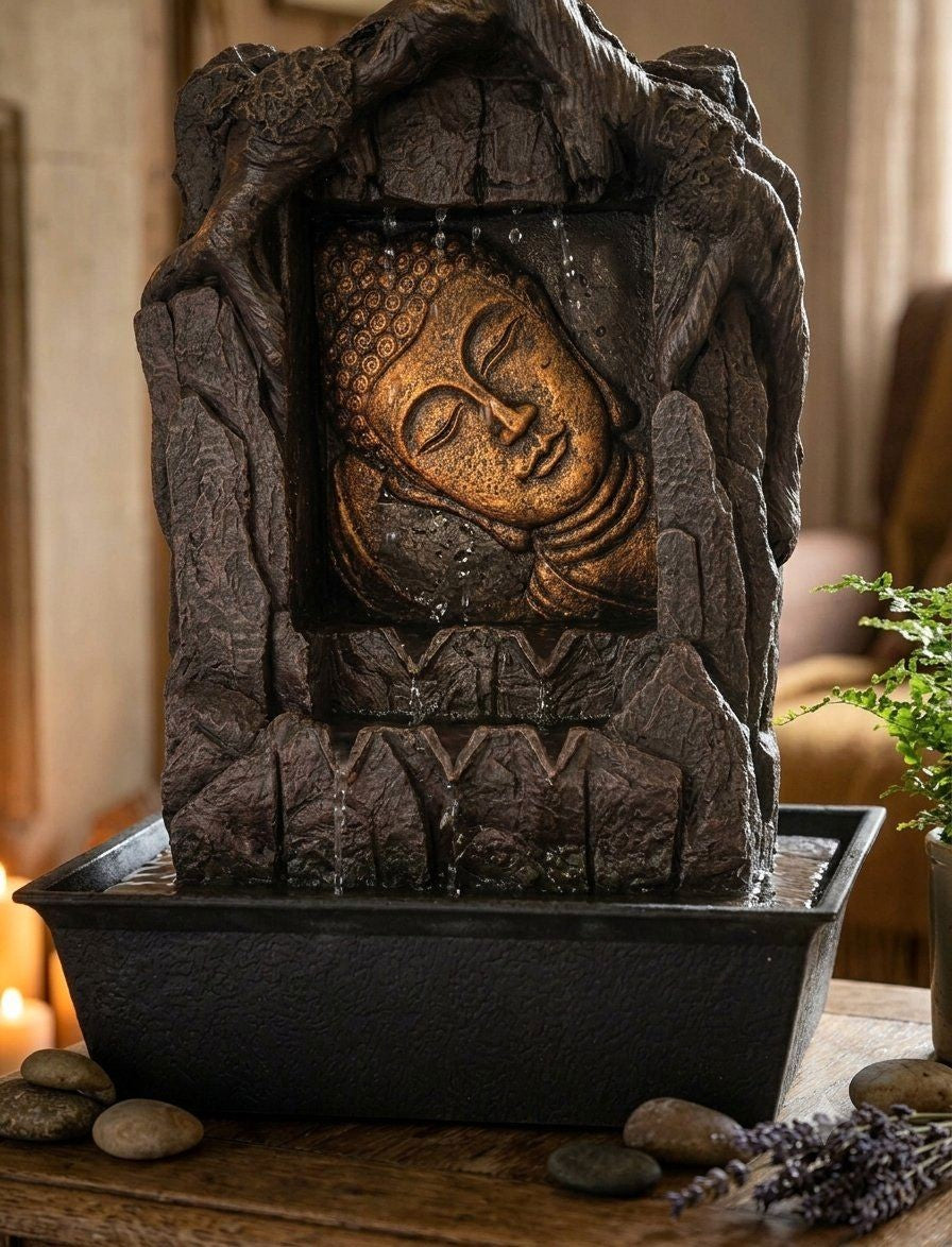 Pajoma Zimmerbrunnen Buddha H 40cm Raumbefeuchter Brunnen Geschenkidee