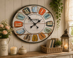 ⏰Wanduhr groß FABER 48cm breit MDF oval Küchenuhr Landhaus
