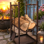 Kaminset für Holz in Antikbraun (H)75 cm, Geschenk Nostalgie Romantik Kaminfeuer