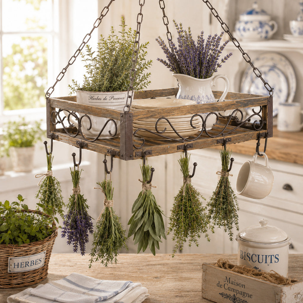 Hängekorb KRÄUTERKRONE 60cm BRAUN Blumen- Topfhänger Wursthänger Küchenhänger