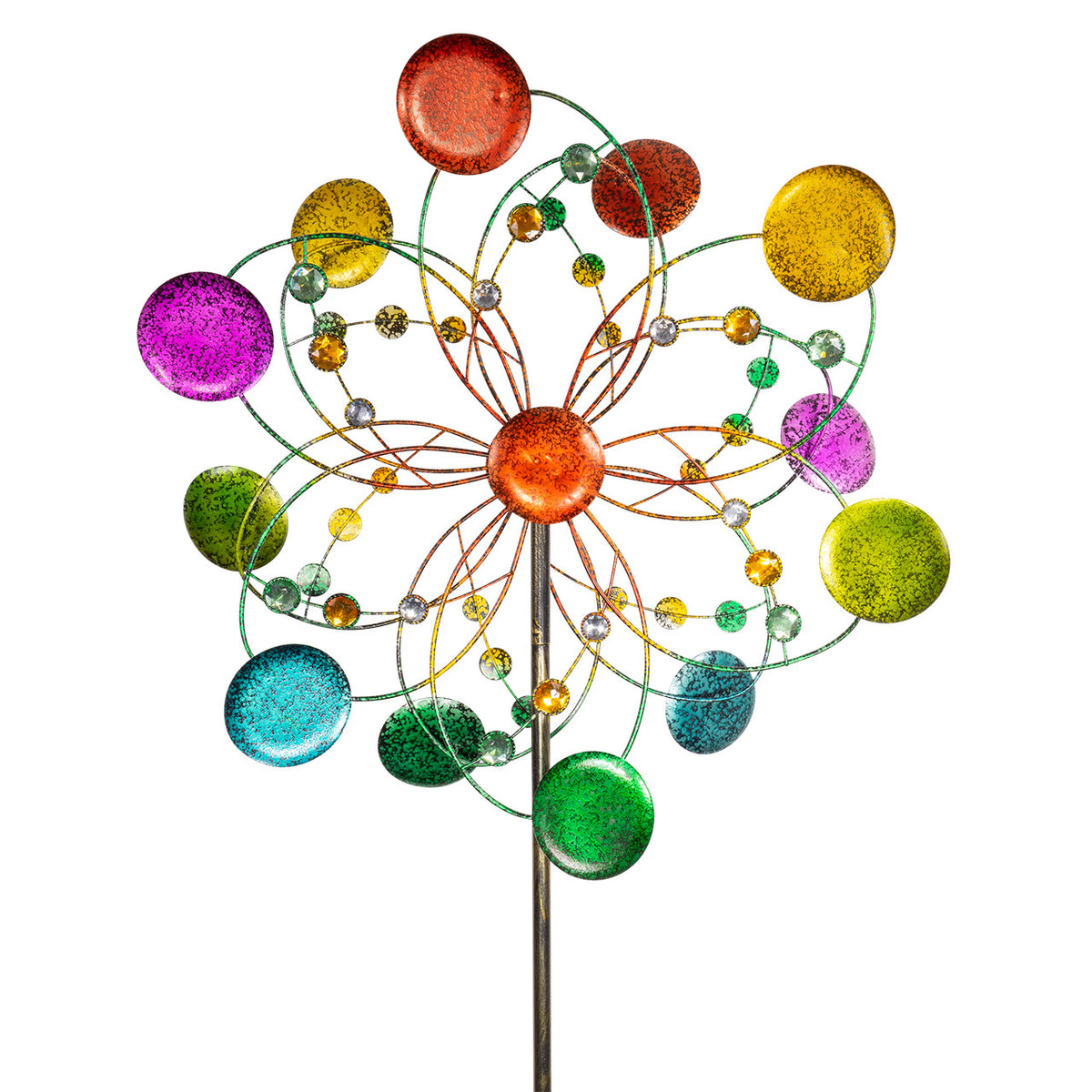 Windrad Metall Windspiel Kineti Spinner RAINBOW Metallwindrad Deko Gartenstecker