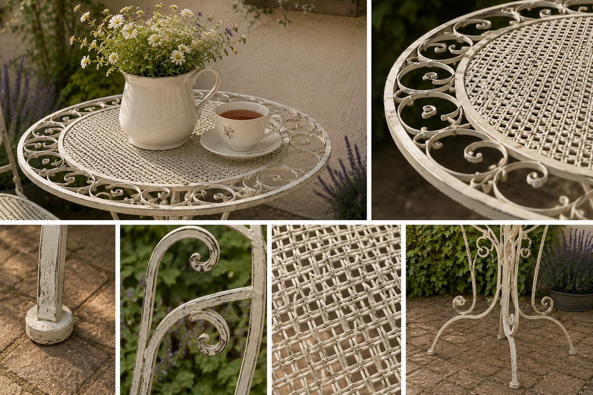 ✨ Gartentisch mit 2 Stühlen 3tlg Bistro Set Schmiedeeisen Gartenmöbel Vintage