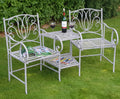 3tlg Tisch & 2 Stühle, Set Sitzgruppe Metall Landhausstil Garten Balkon