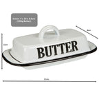 Butterdose Emaille antikweiß Landhausstil Vintage Shabby Chic für 250g Butter A