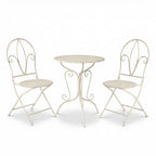 3tlg Tisch & 2 Stühle, Bistro Set Sitzgruppe Metall Landhausstil Garten Balkon
