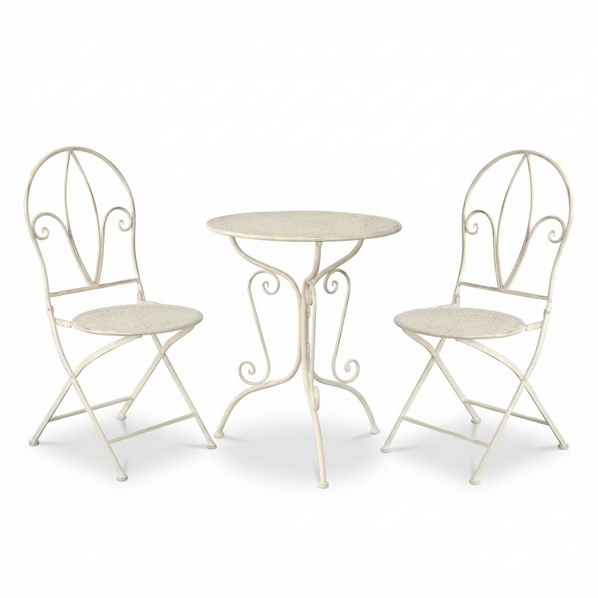 3tlg Tisch & 2 Stühle, Bistro Set Sitzgruppe Metall Landhausstil Garten Balkon