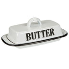 Butterdose Emaille antikweiß Landhausstil Vintage Shabby Chic für 250g Butter