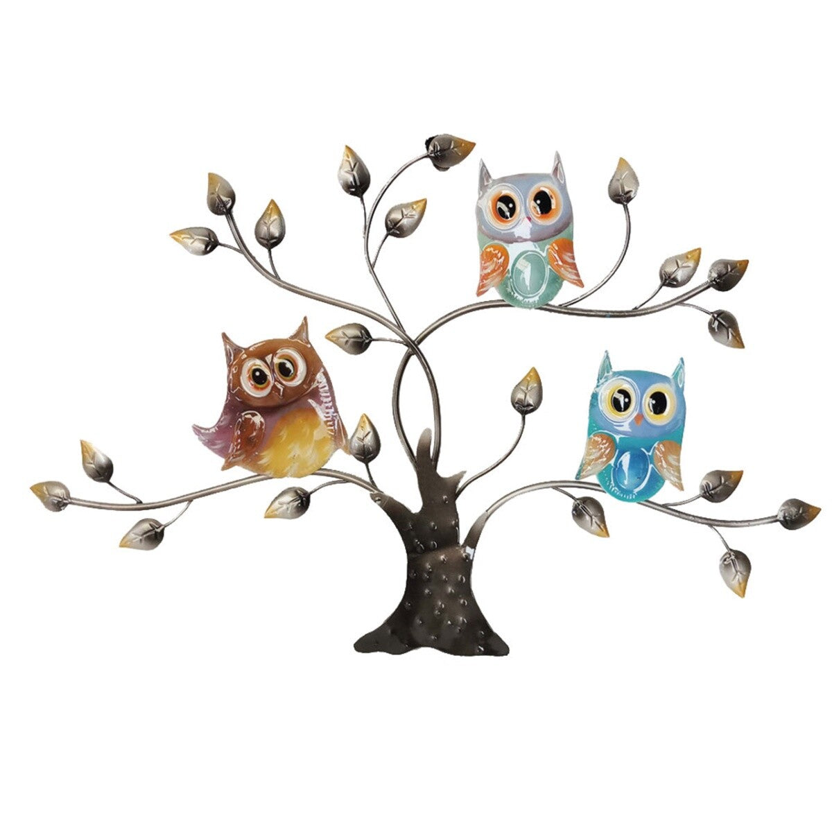 CIM Metall Wand Deko OWL Tree 67cmx44cm 3D Wandbild Dekoration Eule Wandbehänge