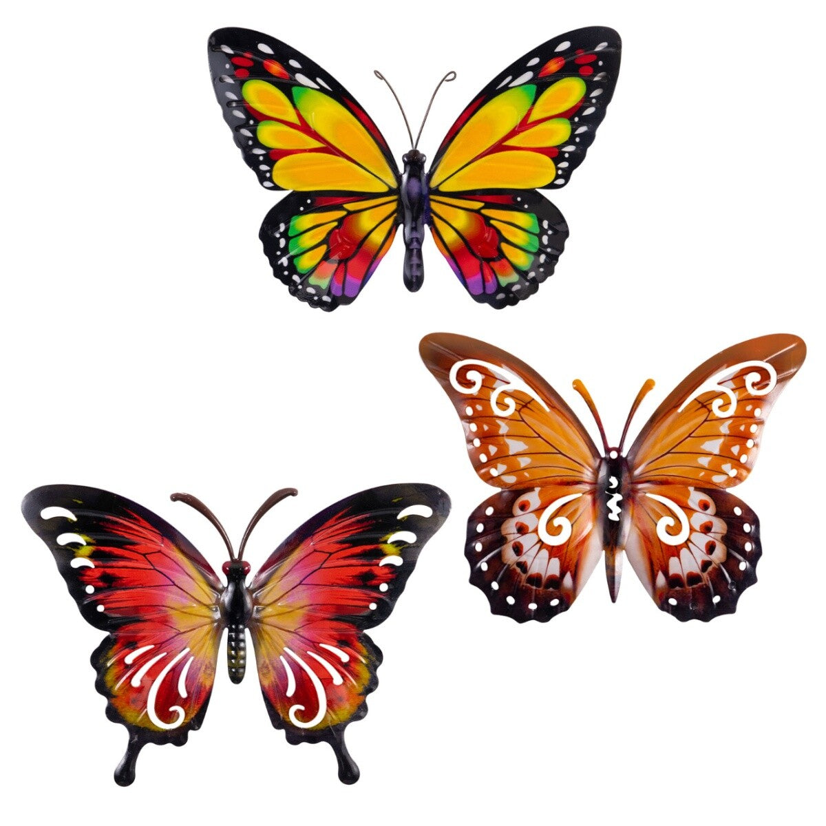 CIM Metall Wanddeko Schmetterling 3er-Set Autumn Mix Wandbild Geschenk Deko