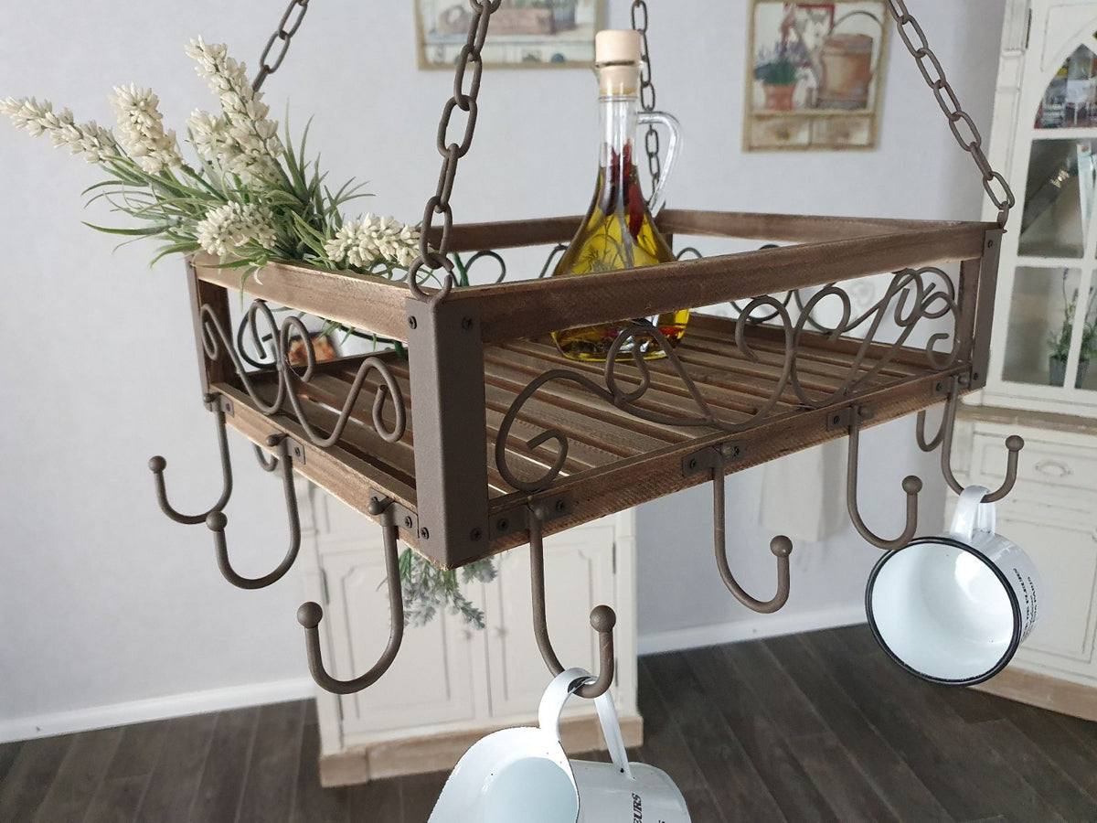 Hängekorb KRÄUTERKRONE 60cm BRAUN Blumen- Topfhänger Wursthänger Küchenhänger