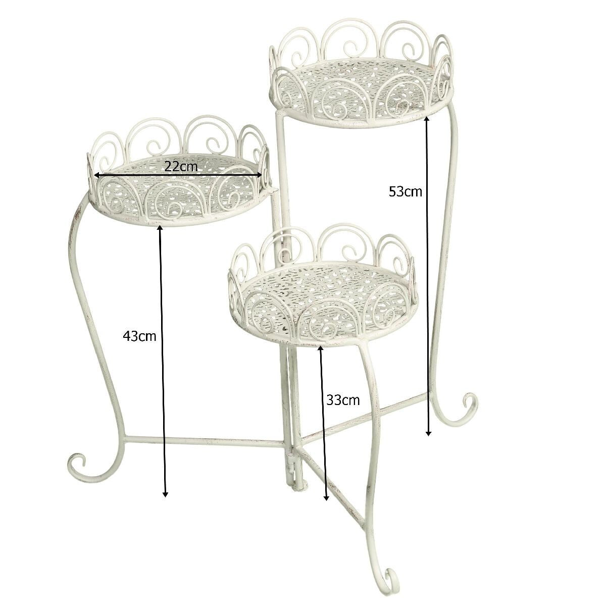 BLUMENSTÄNDER 3er klappbar creme Blumentisch BEISTELLTISCH  Metall