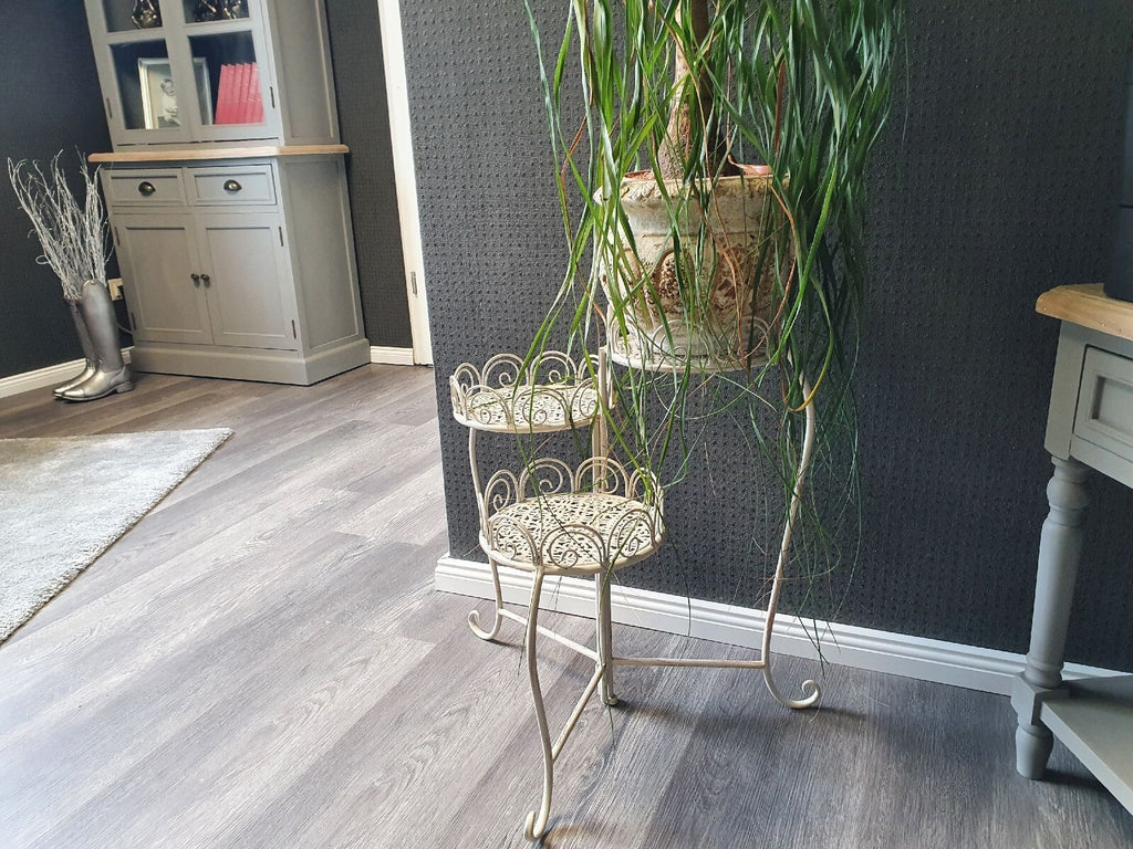 BLUMENSTÄNDER 3er klappbar creme Blumentisch BEISTELLTISCH  Metall