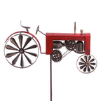 CIM Metall Windrad Traktor Rot Antik-Effekt Gartenstecker Dekoration Vintage
