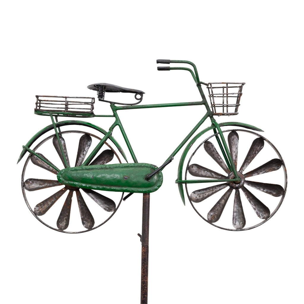 CIM Metall Gartenstecker Windrad Bicycle City Bike wetterfest Antik-Effekt Deko