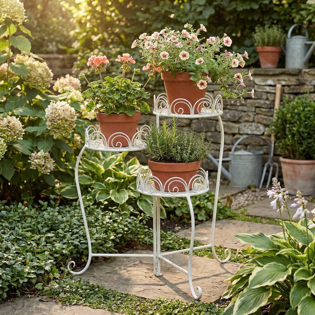 BLUMENSTÄNDER 3er klappbar creme Blumentisch BEISTELLTISCH  Metall