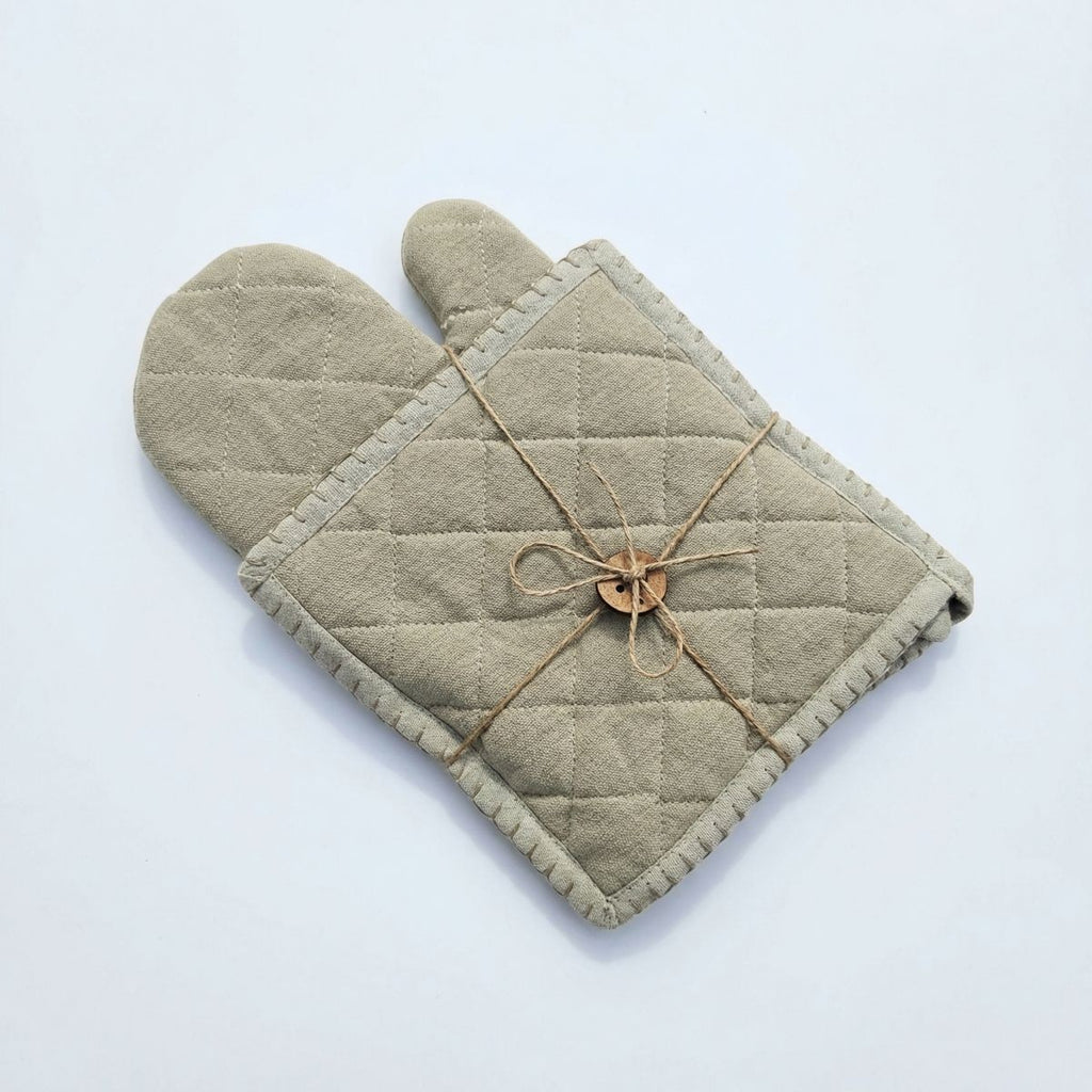 Geschenkset Schürze Ofenhandschuh Topflappen Baumwolle Landhaus Küche Ambiente H