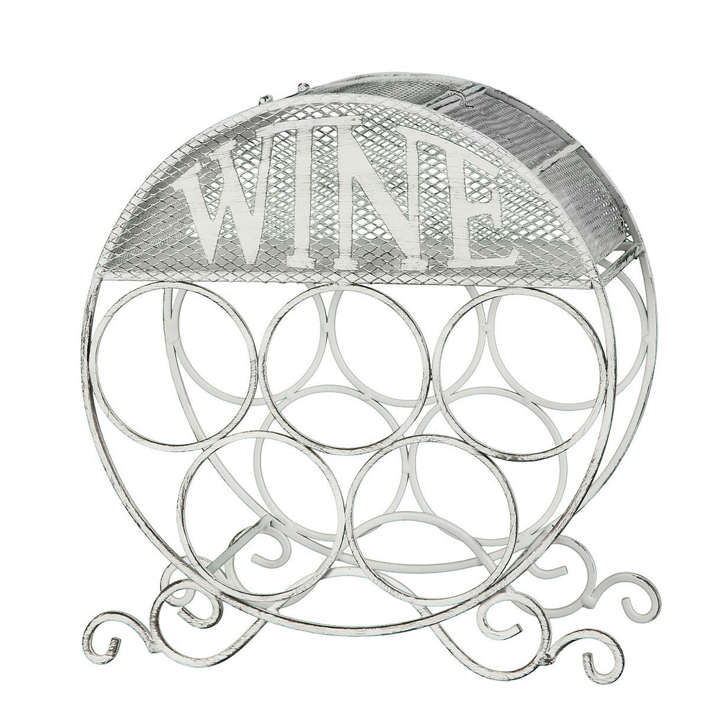 Elegantes Weinregal Antikweiß Shabby Chic Landhaus 5 Flaschen Aufbewahren NEU