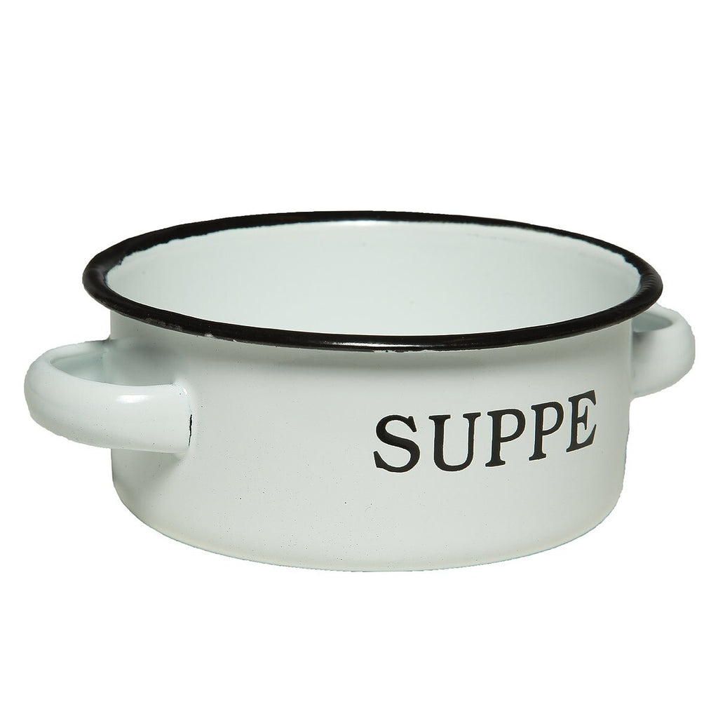 Emaille Suppenschale 14cm  emailliert Behälter für Suppe Suppentopf Geschenkidee