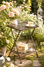 Gartentisch Blumenständer antikbraun Blumentisch BEISTELLTISCH klappbar Metall