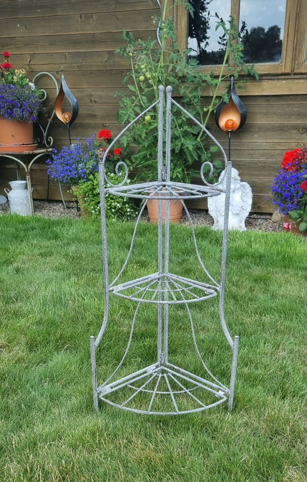Nostalgisches Eckregal Metall 65cm Landhaus Regal f.Küche,Bad,Flur Blumenständer