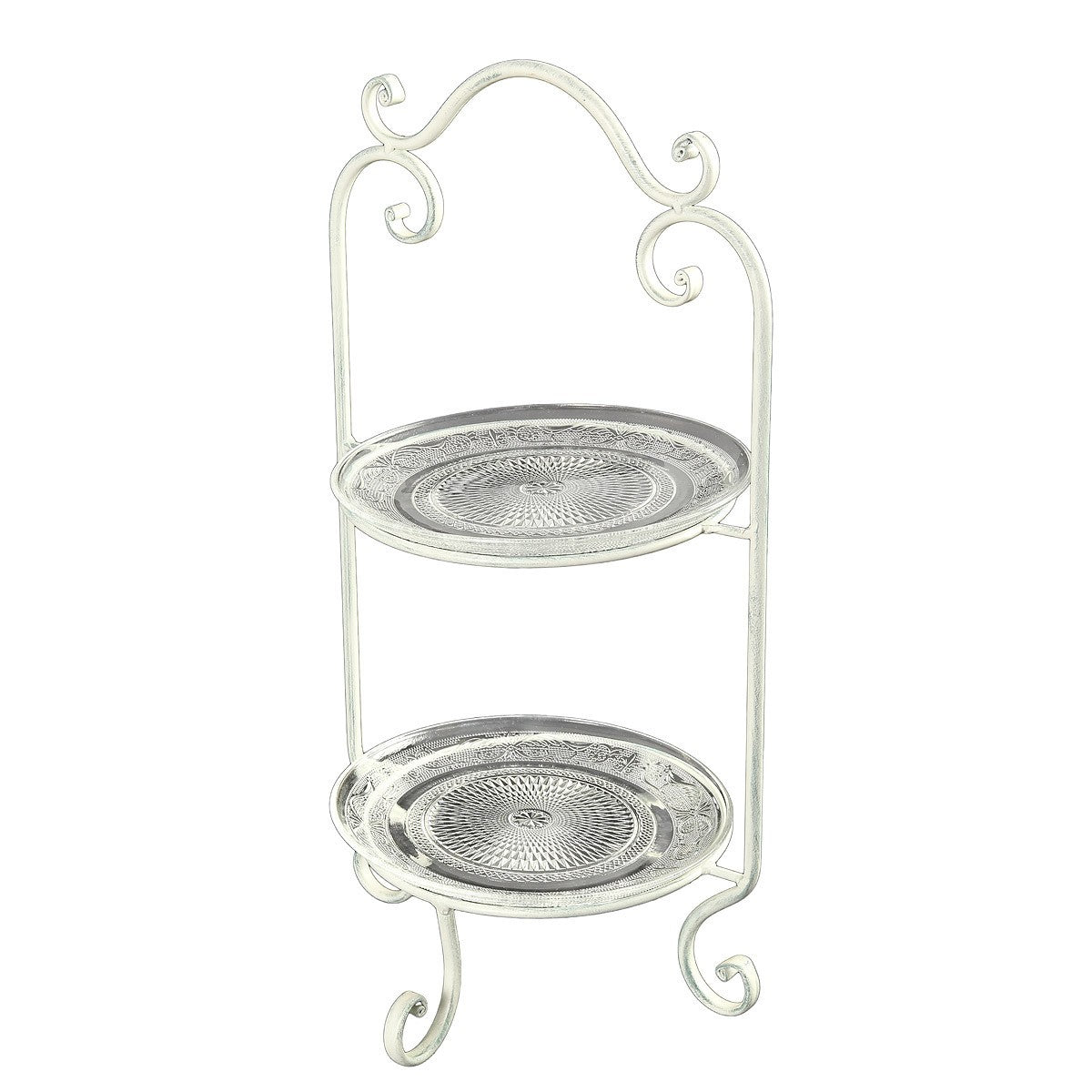 2-stöckige ETAGERE Kuchenetagere Schmiedeeisen Vintage Landhaus 53 cm Geschenk