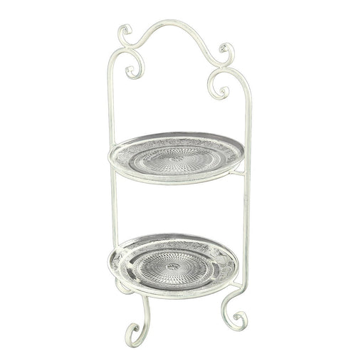 2-stöckige ETAGERE Kuchenetagere Schmiedeeisen Vintage Landhaus 53 cm Geschenk