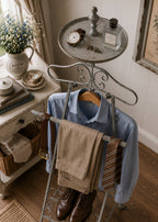 Herrendiener Antikgrau im Landhausstil Metall Kleiderständer Vintage Shabby Chic